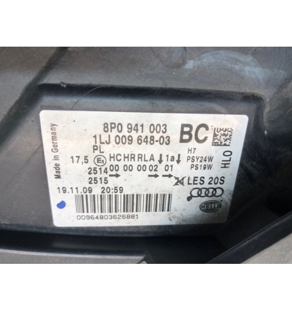 Фара левая бу для Audi A3 8P 1.6 i,  2009 г. бу контрактные купить в Спб